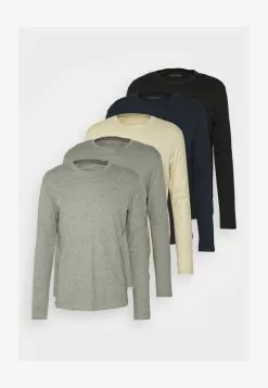 Pier One 5 PACK - Langarmshirt - Black/dark Blue/stone -Pier One Geschäft 1c25018ba4f641b38bf11faa7391875c