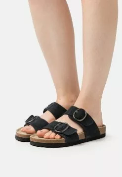 Pier One LEATHER - Pantolette Flach - Black