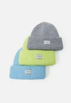 Pier One UNISEX 3 PACK - Mütze - Grey, Neon Green, Light Blue
