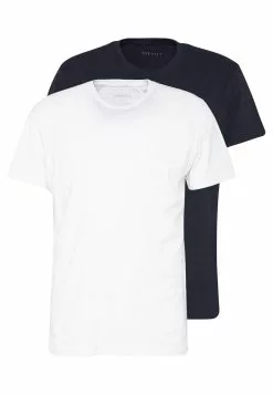 Pier One 2 PACK - T-Shirt Basic - White/dark Blue