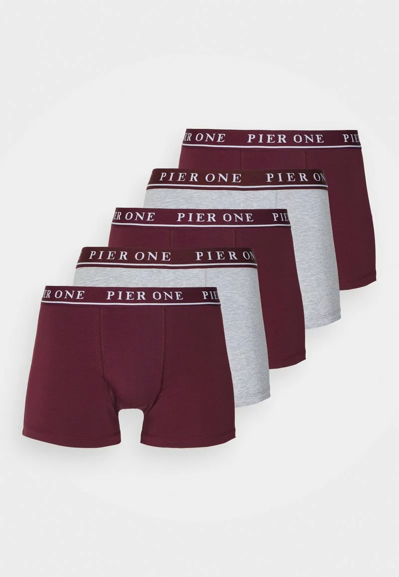 Pier One 5 PACK - Panties - Bordeaux/mottled Grey 1 Pier One 5 PACK - Panties - Bordeaux/mottled Grey