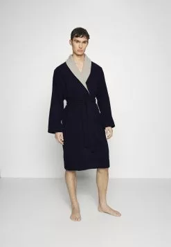 Pier One SHAWL TOWEL BATHROBE - Bademantel - Dark Blue